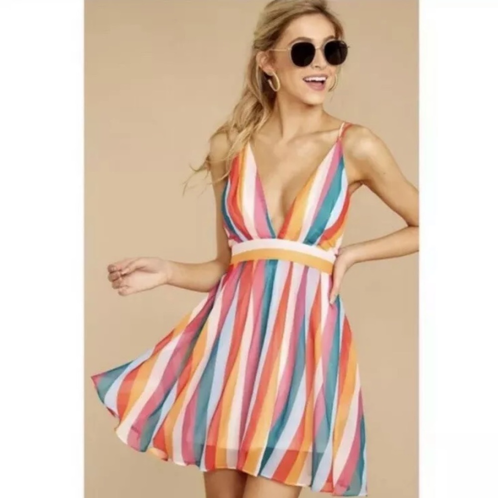 ESSUE mini dress lined rainbow Sz MD